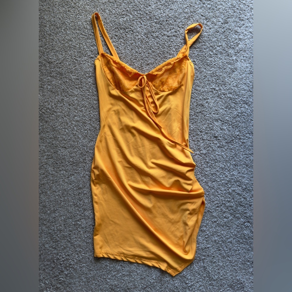 Gold Lace Trim Dress